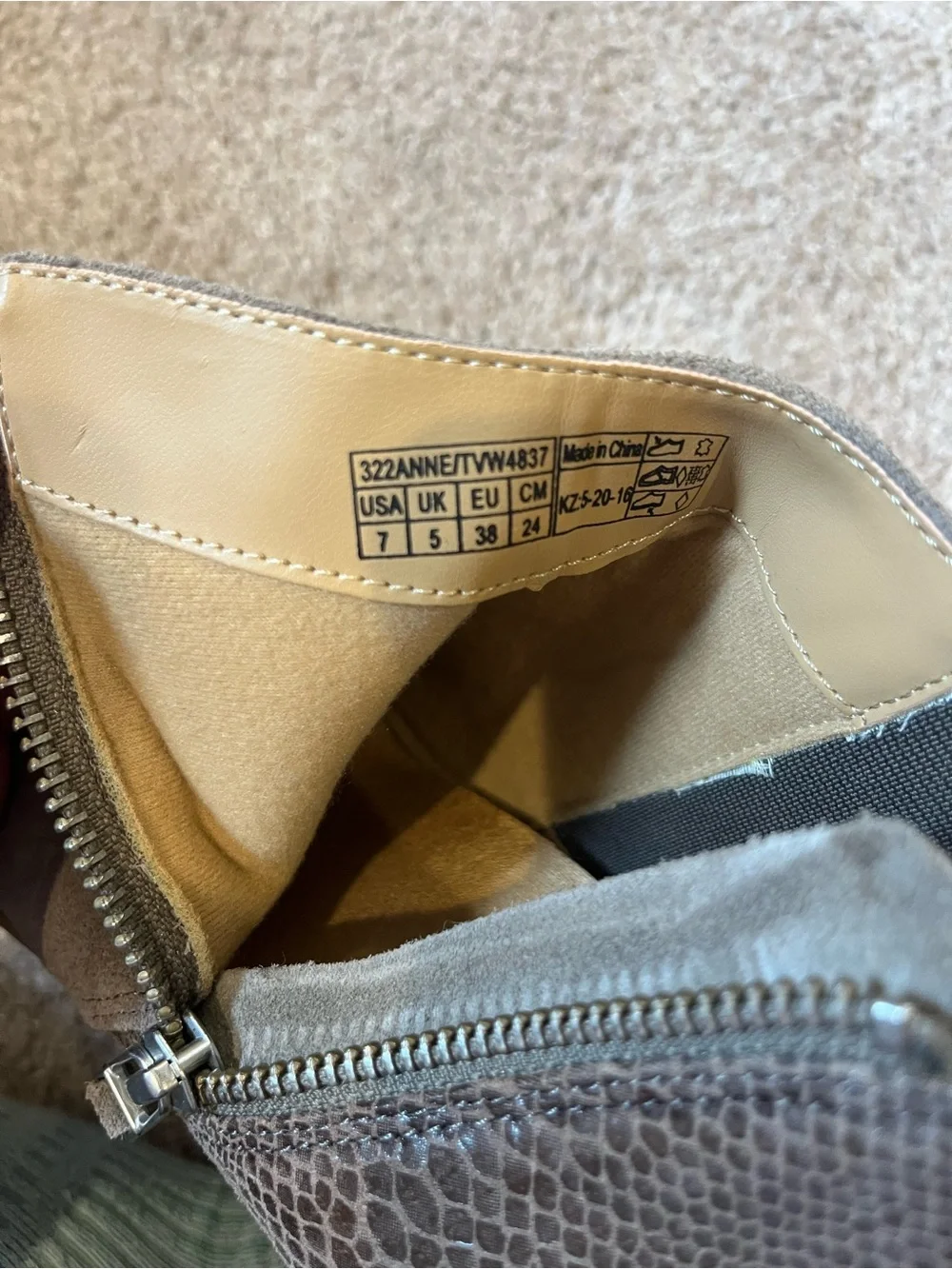 Bionic Taupe Suede Ankle Boots with Side Zip - Women